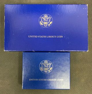1986 - S U.  S.  Liberty Silver Dollar And Half Dollar Proof Set Box & Nr