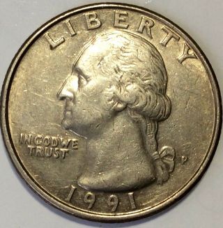 1991 P 25c Washington Quarter Profile Coin