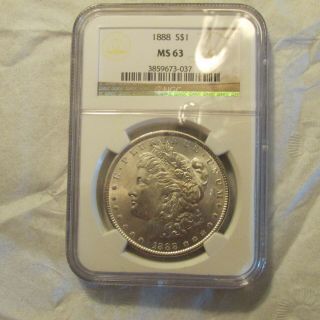 1888 P Us Morgan Silver $1 Dollar Coin Ms - 63 Ngc Philadelphia
