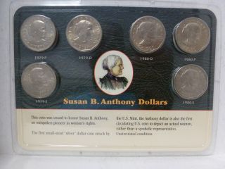 Susan B.  Anthony Dollars 6 - Coin Set Littleton Coin Company Unc - 1979 & 1980