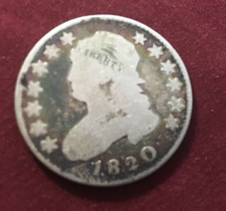 Capped Bust Quarter Dollar Open Collar Strike 1820 Large 0 Small Silver 25 Cent