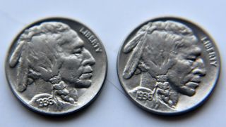 (2) 1936 Indian Head Buffalo Nickels - Xf Extremely Fine