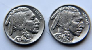 (2) 1936 Indian Head Buffalo NickelS - XF Extremely Fine 2
