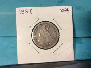 1857 Seated Liberty Silver Quarter Details & Eye Appeal
