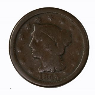 Raw 1845 Braided Hair 1c Uncertified Ungraded Us Circ Copper Large Cent