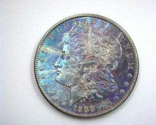 1888 Morgan Silver Dollar Gem,  Uncirculated Rainbow Toning