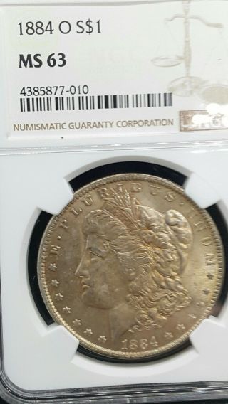 1884 - O $1 Morgan Silver Dollar Ngc Ms63 90 Silver Toned Obverse