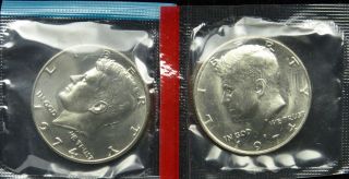 1974 P And D Set Of Uncirculated Kennedy Half Dollar Bu Cello (b02)