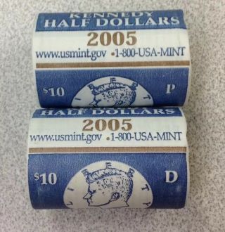 2005 P&d Kennedy Half Dollar Rolls Wrapped - Bu Rolls