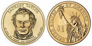 2009 D Zachary Taylor Set Of Presidential Dollar Coins U.  S.  Rolls Money