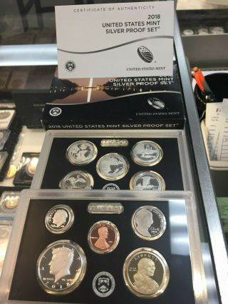 2018 - S United States Silver Proof Set - 10 Coin Proof Set W/ Box &