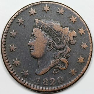 1820/19 Coronet Head Large Cent,  F - Vf