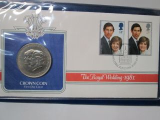 1981 Royal Wedding First Day Cover Crown Coin Set