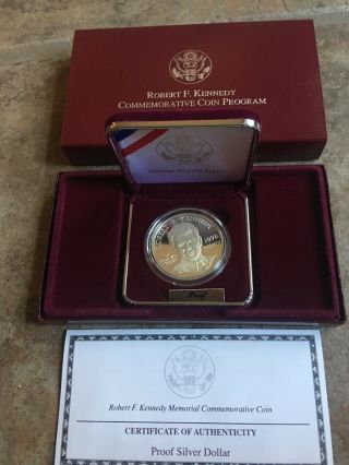1998 - S Robert F Kennedy Memorial Commemorative Proof Silver Dollar Coin Ogp