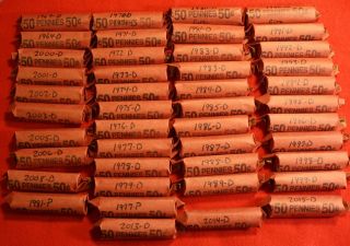 1990 - P Lincoln Memorial Cent Penny 50 Coin Roll Circulated