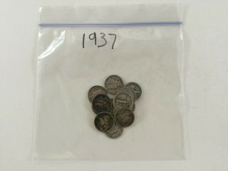 $1.  30 Face Value of 13 1937 Mercury Dimes - 90 Junk Silver 2