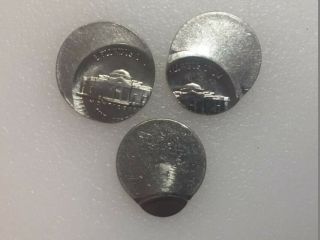 SET OF THREE (3) ERROR NICKELS,  25,  60,  AND 95 OFF CENTER 2