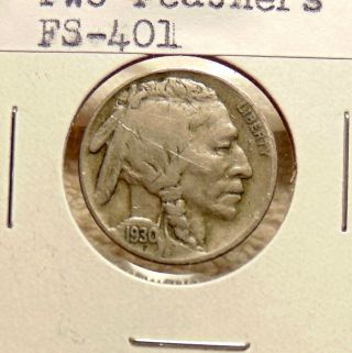 1930 FS - 102 DDO / 1930 - S FS - 401 2 - Feather Var.  Buffalo Nickels - Coins 5