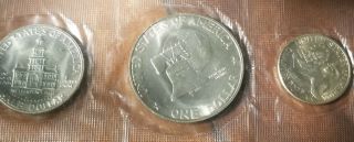 1976 - S 3pc Bicentennial set Proof 40 Silver Eisenhower Dollar 1/2 Quarter Only 2