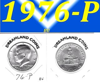 1976 - P Kennedy Bright Clear Un - Circulated T - 2 Half Dollar.  ===bu===c/n========
