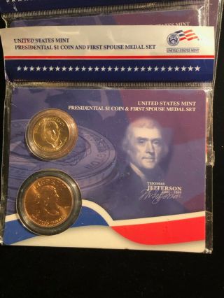 Thomas Jefferson U.  S.  Presidential $1 Coin And First Spouse Medal Set
