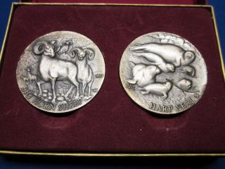 Wittnauer Precious Metals Coin Big Horn Sheep/harp Seal.  Sterling Silver 2,  Oz.