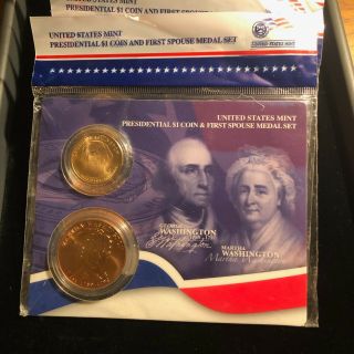 George Washington U.  S.  Presidential $1 Coin And First Spouse Medal Set
