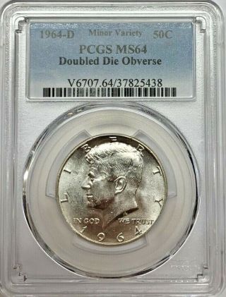 1964 D Kennedy Half Dollar Pcgs Ms64 Doubled Die Obverse Minor Variety Coin