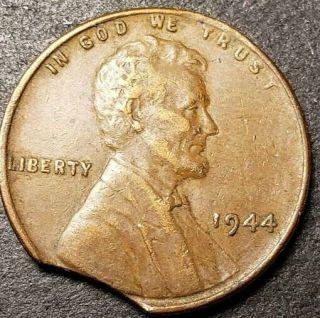 1944 Lincoln Memorial Penny - Clipped Planchet Error