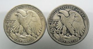 (2) 1936 - S Walking Liberty Half Dollar Silver 50c Coin V.  25 2