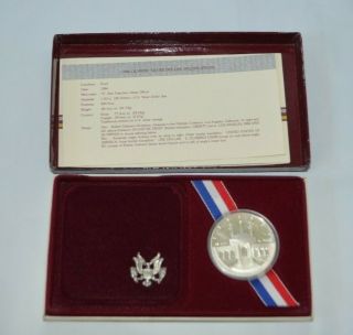 1984 Us Olympic Silver Dollar With Case & Commemorative Proof