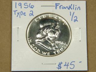 1956 Type 2 Franklin Half Dollar Silver Proof Coin