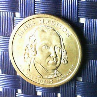 2007 D James Madison Presidential Golden Us One Dollar President Coin Unc