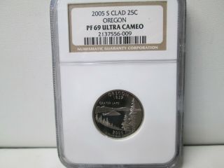 2005 S Oregon Statehood Proof Quarter Ngc Pf 69 Ultra Cameo