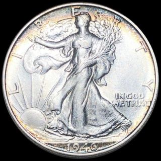 1946 - S Walking Half Dollar Appears Uncirculated San Francisco Liberty Silver Nr