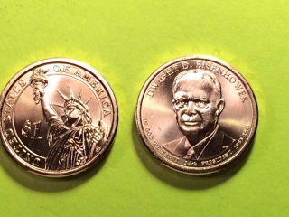 2015 Dwight D Eisenhower 34th Presidental Bu Dollar 2 Coin Set 1p & 1d