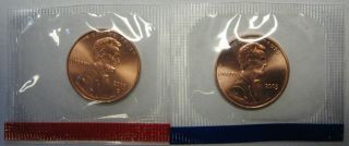 2003 - P And 2003 - D Gem Bu Red Lincoln Cents In Cello Packs Dutch