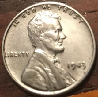 1943 Steel Cent,  Lincoln Penny,  Wheat Back,  No Mark