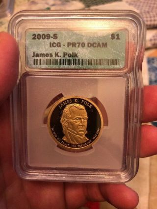 2009 - S Pr70 Dcam Icg | James K Polk $1 Presidential Dollar Proof