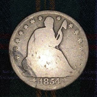 Us Half Dollar 50 Cents Seated Liberty 1854 O - Silver
