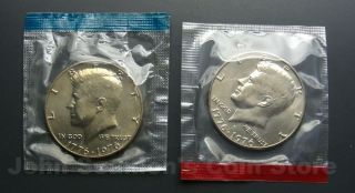 1976 P&d Kennedy Half Dollars 2 - Coin Set (in Cello/plastic) Bu