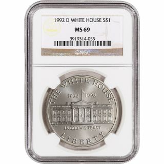1992 - D Us White House Commemorative Bu Silver Dollar - Ngc Ms69