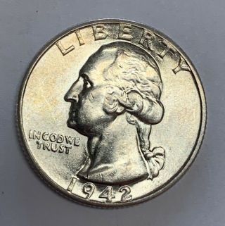 1942 - D Denver Washington Silver Quarter Brilliant Uncirculated