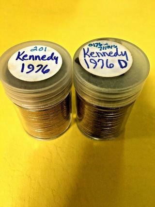 1776 - 1976 P&d - - Bicentennial Kennedy Half Dollar Rolls - - Uncirculated