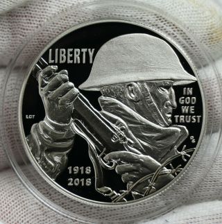 2018 - P World War I Centenia $1 Dollar Commemorative Box Silver Coin