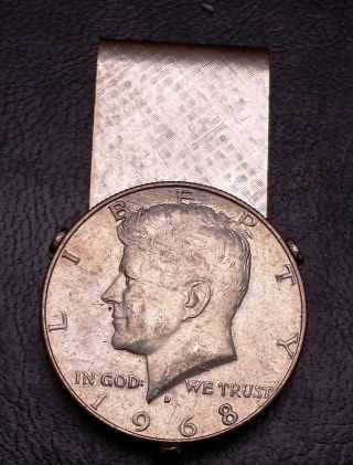 1968 Kennedy Half Dollar Money Clip - 50 Cents - 40 Silver - Unique Accessory