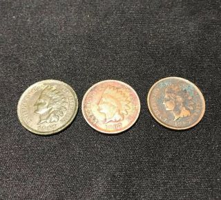 Indian Head Pennies.  (3) 1907 Ihp