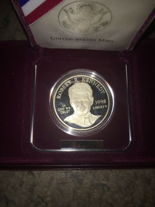 1998 S Robert F.  Kennedy GEM Proof Silver Dollar Box Set of 2 $1 Coins 3