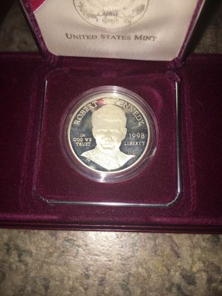 1998 S Robert F.  Kennedy GEM Proof Silver Dollar Box Set of 2 $1 Coins 4