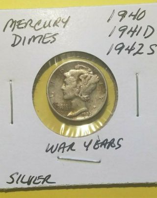 1940,  1941 D & 1942 S Mercury Dimes - Quality (War Years) 3